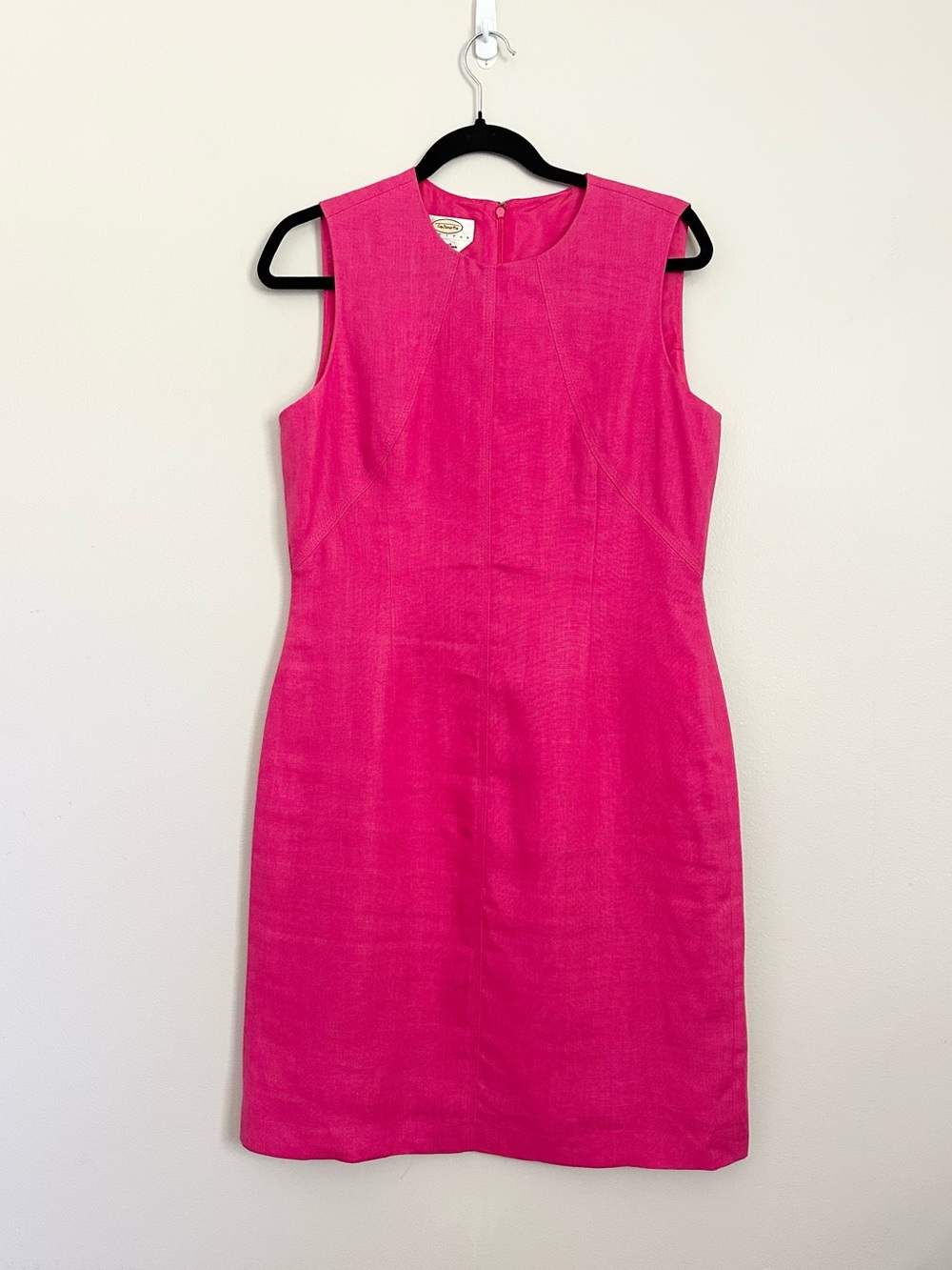 Vintage Talbots Irish Linen Pink Shift Dress Size 10 Petite Sleeveless Classic